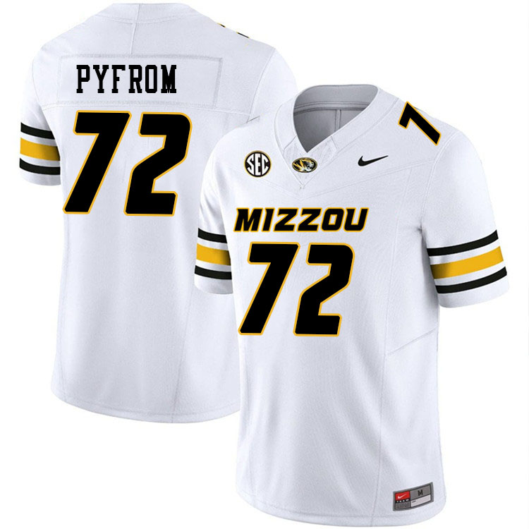 Men #72 Caleb Pyfrom Missouri Tigers College Football Jerseys Stitched-White